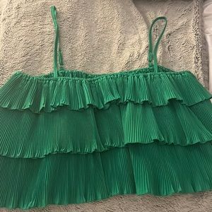 Green ruffle tank top